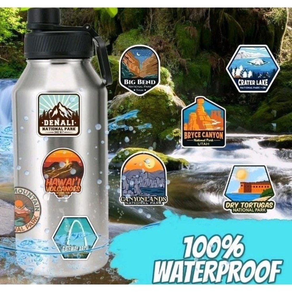 100 Pieces National Park Stickers Waterproof Vinyl Travel Decals, Outdoor New - Picture 8 of 8
